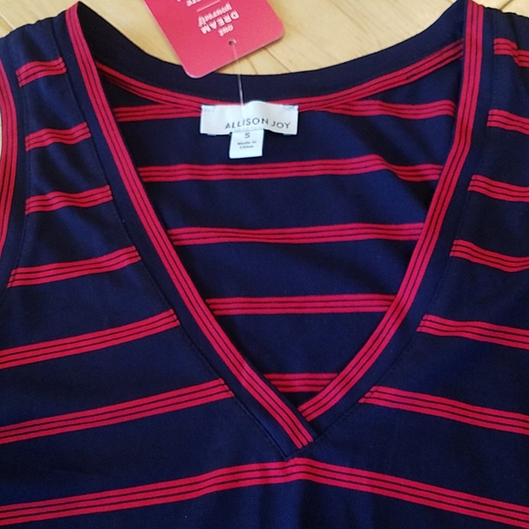 NWT Allison Joy Ryder Tuck Tank - Red/Navy Stripes - Picture 3 of 7
